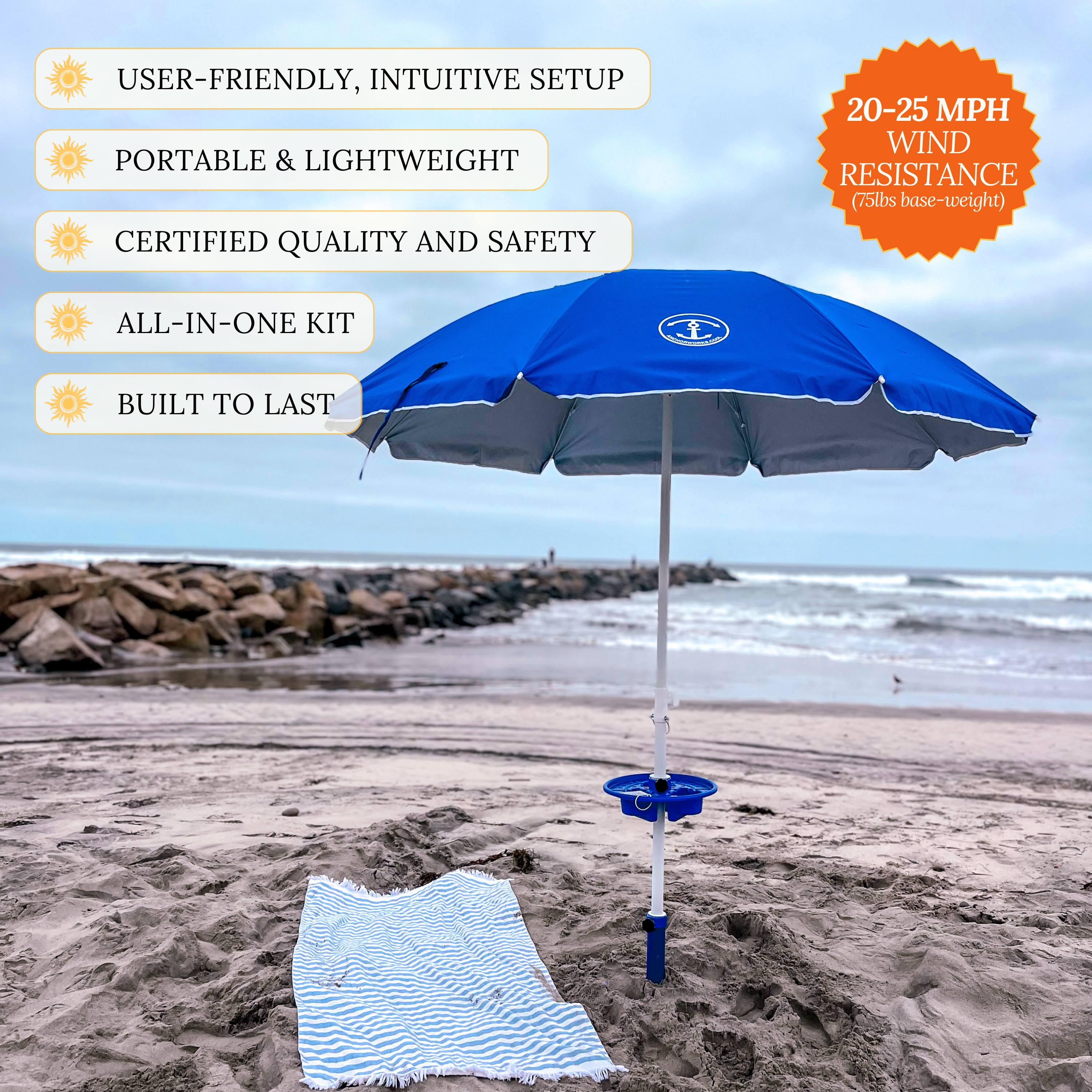 AnchorONE Classic Beach Umbrella System