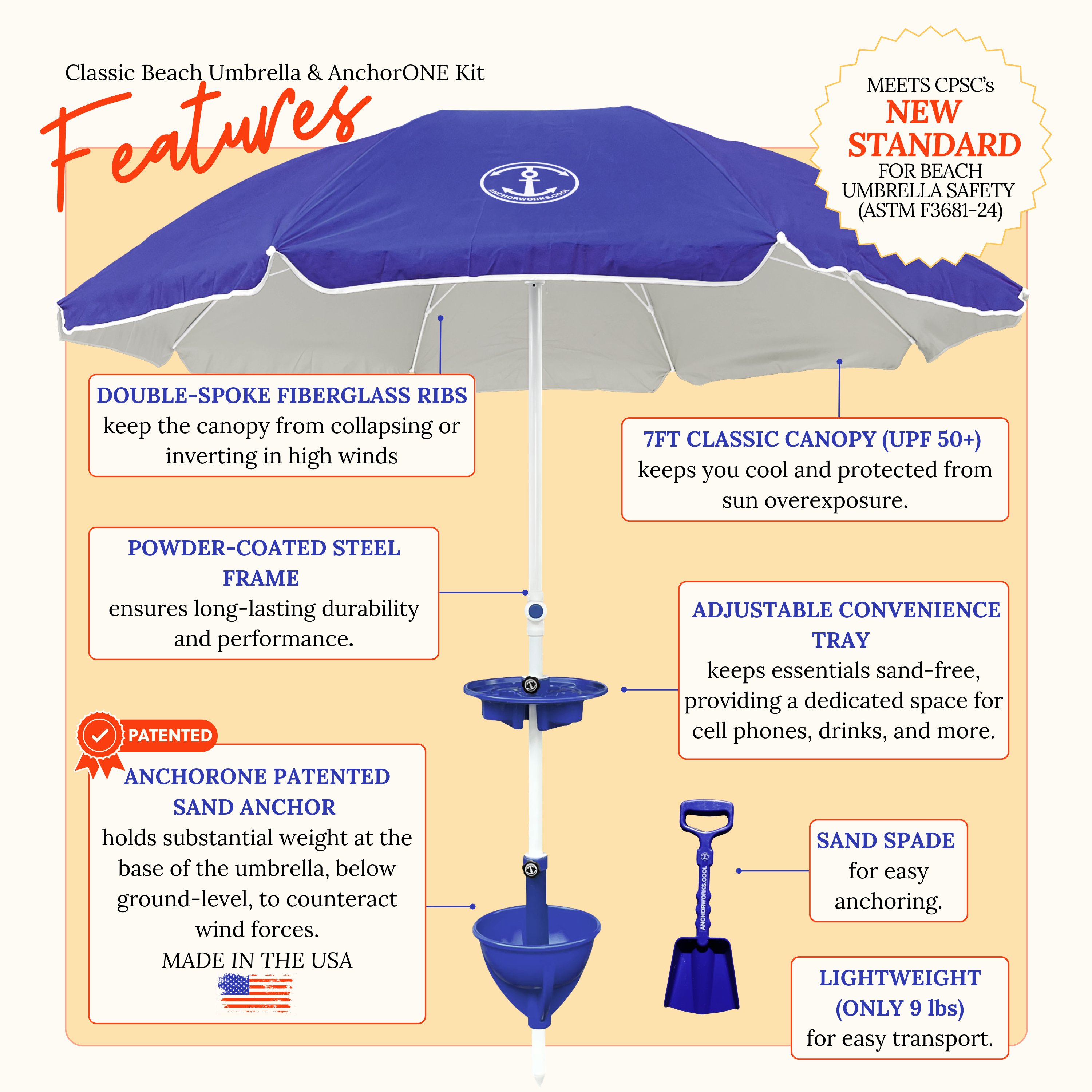 AnchorONE Classic Beach Umbrella System